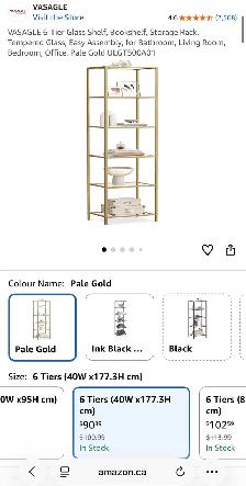 VASAGLE 6-Tier Tempered Glass Shelf – Pale Gold - Photo 9