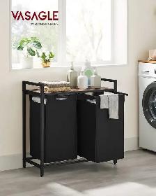 VASAGLE 2-Compartment Laundry Basket with Shelf - Photo 2