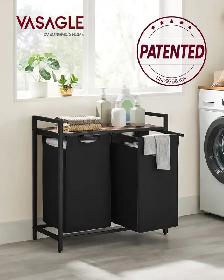 VASAGLE 2-Compartment Laundry Basket with Shelf - Photo 3