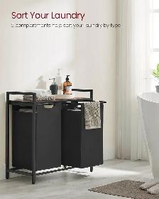 VASAGLE 2-Compartment Laundry Basket with Shelf - Photo 4