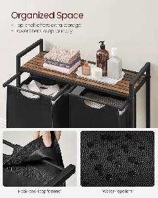 VASAGLE 2-Compartment Laundry Basket with Shelf - Photo 5