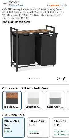 VASAGLE 2-Compartment Laundry Basket with Shelf - Photo 9