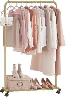 SONGMICS Rolling Garment Rack – Gold