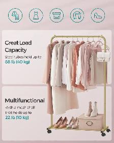 SONGMICS Rolling Garment Rack – Gold - Photo 3