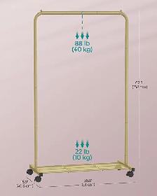 SONGMICS Rolling Garment Rack – Gold - Photo 7