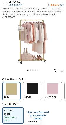 SONGMICS Rolling Garment Rack – Gold - Photo 8