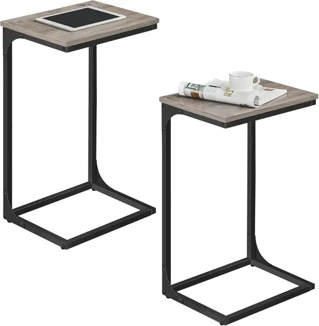 VASAGLE C-Shaped Side Table Set – Greige   Black