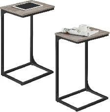 VASAGLE C-Shaped Side Table Set – Greige   Black