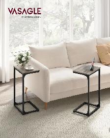 VASAGLE C-Shaped Side Table Set – Greige   Black - Photo 2