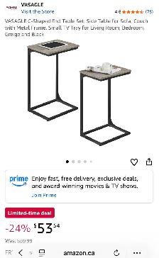 VASAGLE C-Shaped Side Table Set – Greige   Black - Photo 7