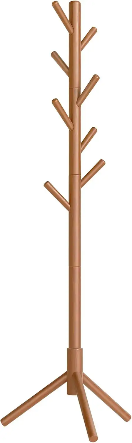 VASAGLE Solid Wood Coat Rack – Caramel Brown
