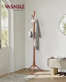 VASAGLE Solid Wood Coat Rack – Caramel Brown - Photo 2