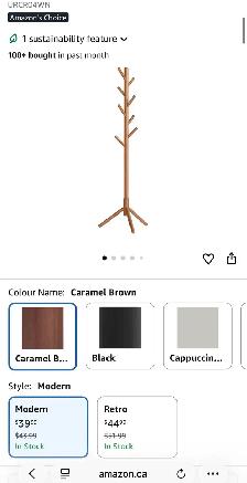 VASAGLE Solid Wood Coat Rack – Caramel Brown - Photo 7