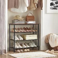 Industrial 4-Tier Shoe Rack – Rustic Storage Organizer - Photo 2