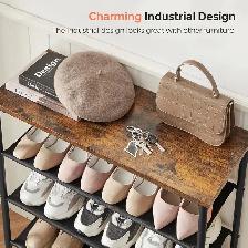 Industrial 4-Tier Shoe Rack – Rustic Storage Organizer - Photo 5