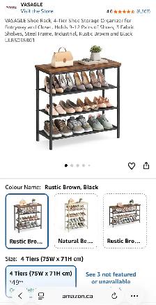 Industrial 4-Tier Shoe Rack – Rustic Storage Organizer - Photo 9