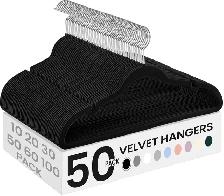 SONGMICS Velvet Slim Hangers – 50 Pack (Ink Black)