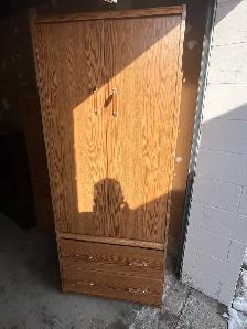 Free delivery used Oak Finish Wardrobe with Drawers