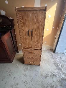 Free delivery used Oak Wood Armoire with Drawers