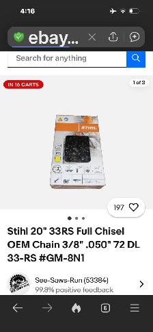 Stihl 20' 33RS Chainsaw Chains Used Once Over 100 Chains