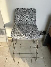 CB2 Charlie Bar Height Stool – Grey Fabric & Polished Nickel Leg