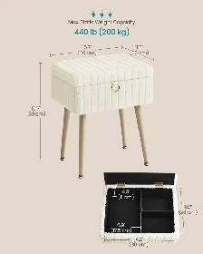 SONGMICS Storage Vanity Stool with Plush Cushion – Cream White - Photo 2