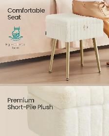 SONGMICS Storage Vanity Stool with Plush Cushion – Cream White - Photo 4