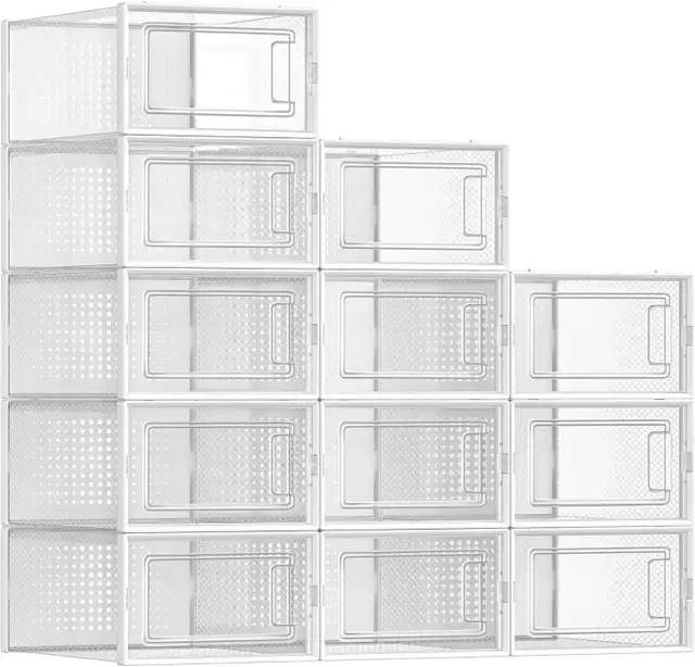 SONGMICS 12-Pack Stackable Shoe Storage Boxes