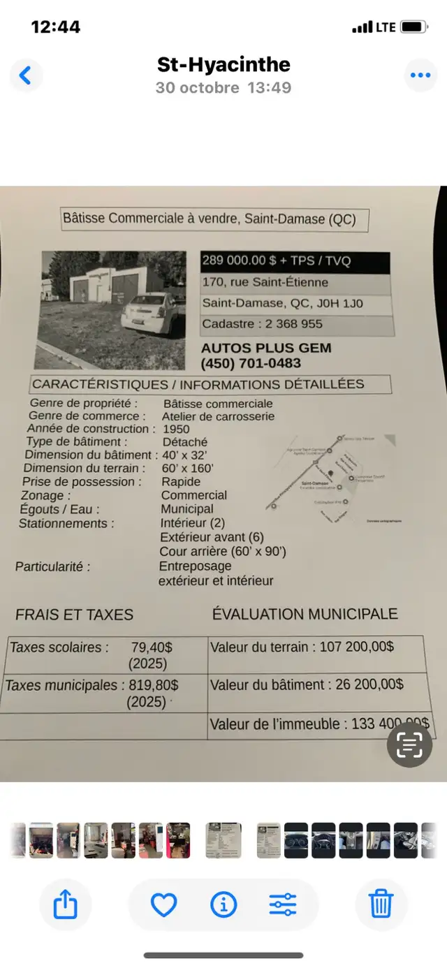 immeuble commercial à vendre St Damase