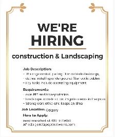 SEEKING A LABORER  APPRENTICE..