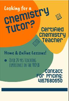 Certified Chemistry Teacher Providing Tutoring