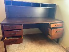 $50 - older solid wood desk with detachable upper shelf