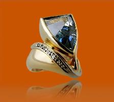 Blue Topaz w/ Diamonds Ring in 14KT Y. Gold. Naturally Minded!