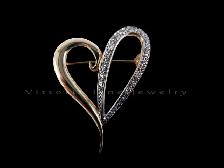0.24CT Diamond (tw) 10KT Yellow Gold Heart Shape Brooch/Pin