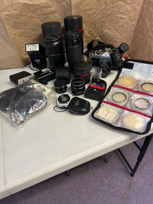 Vintage Asahi Pentax camera & accessories