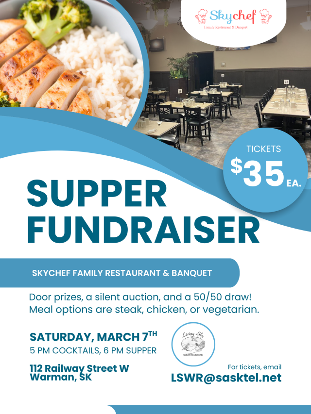 Fundraising Steak Supper for Living Sky Wildlife Rehabilitation