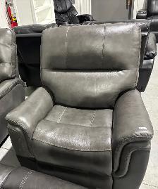 BarcaLounger grey leather rocker power recliner