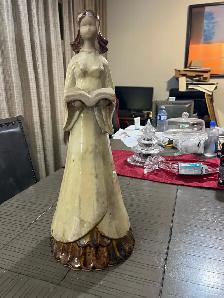 Free delivery used Ceramic Angel Figurine with Book