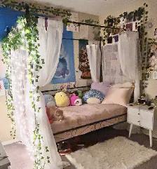 Twin Canopy Bed and Curtains