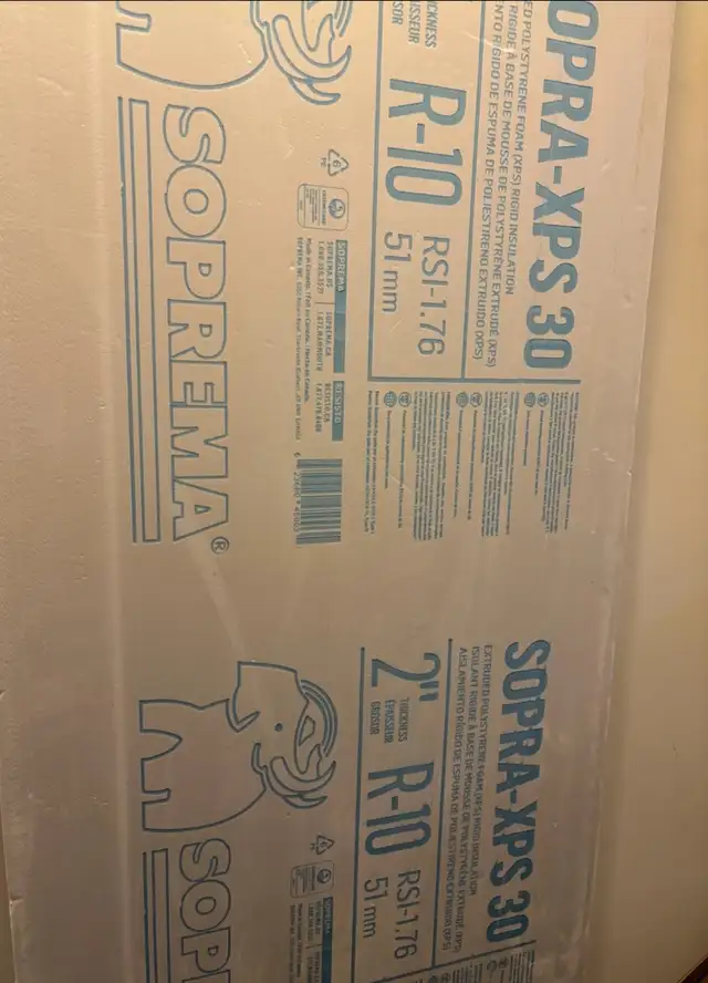 Sopra-XPS 30 extruded polystyrene foam rigid insulation.