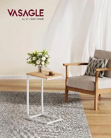 VASAGLE C-Shaped Side Table – Almond Yellow & Cloud White - Photo 2