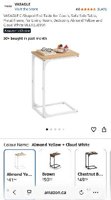 VASAGLE C-Shaped Side Table – Almond Yellow & Cloud White - Photo 7