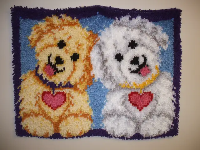 LATCH HOOKED (ready to be pinned  to your wall  or what ever