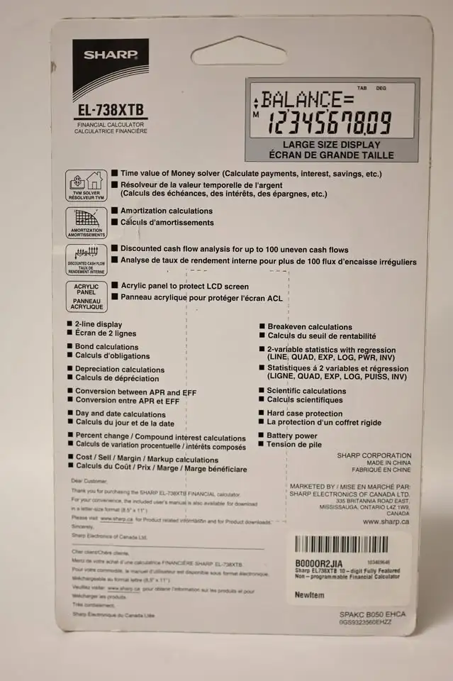 Financial Calculator Sharp EL-738XTB 10-Digit Fully Featured NEW - Photo 7