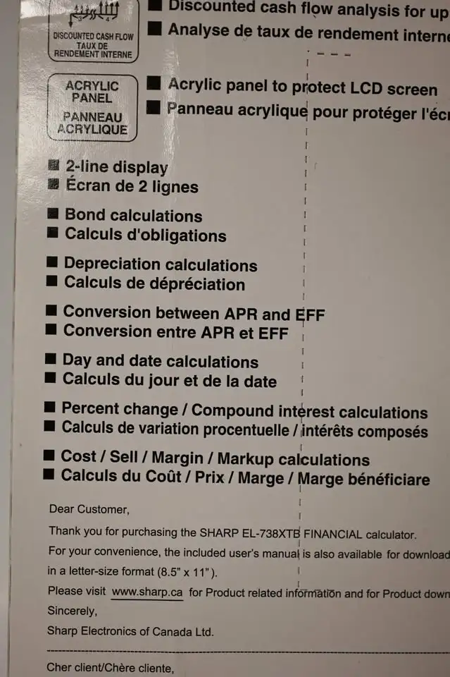 Financial Calculator Sharp EL-738XTB 10-Digit Fully Featured NEW - Photo 8