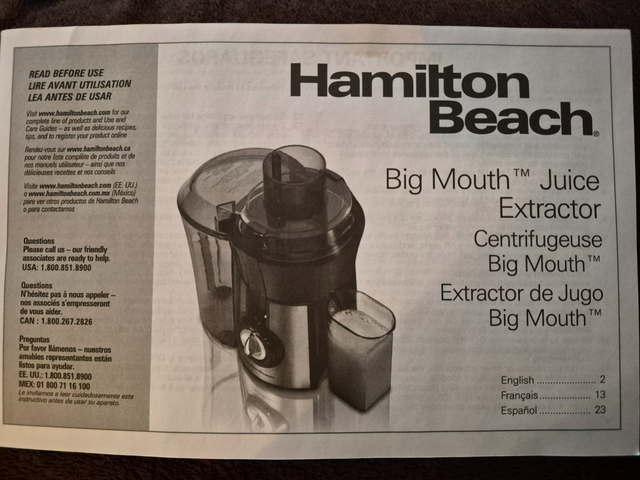 Juice extractorHAMILTON BEACH NEVER USEDNEW
