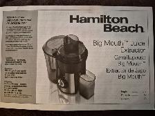 Juice extractorHAMILTON BEACH NEVER USEDNEW