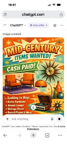 Mid century items wanted