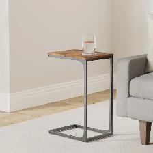 VASAGLE Set of 2 C-Shaped Side Tables – Rustic Brown   Black - Photo 2