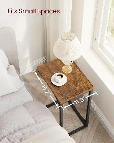 VASAGLE Set of 2 C-Shaped Side Tables – Rustic Brown   Black - Photo 3